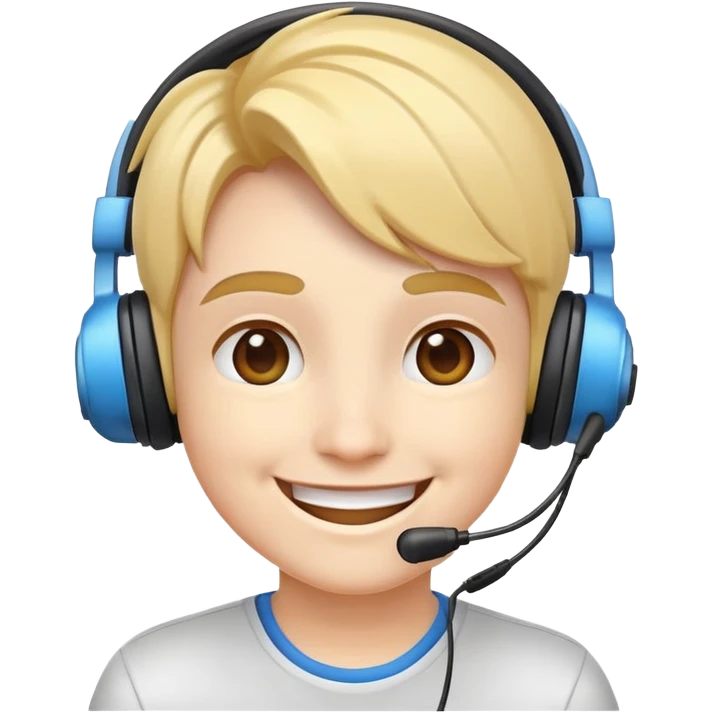 happy face with a headset playing video games emoji