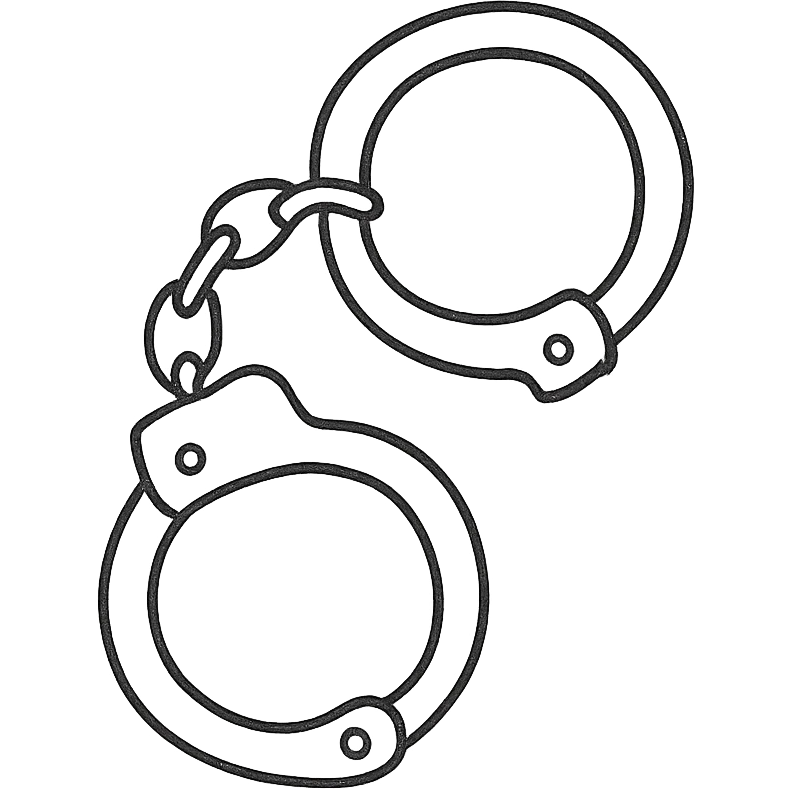 handcuff, sketchy look, hand drawn icon with no fill emoji