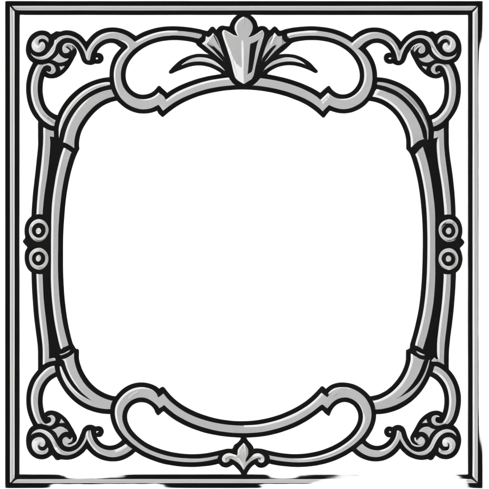 connected BLK letters in western saloon font style with silver outline, transparent background, old west typography, black text with ornate silver frame emoji