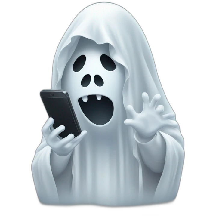 ghost with phone emoji