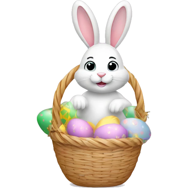 easter bunny with egg light pink basket emoji