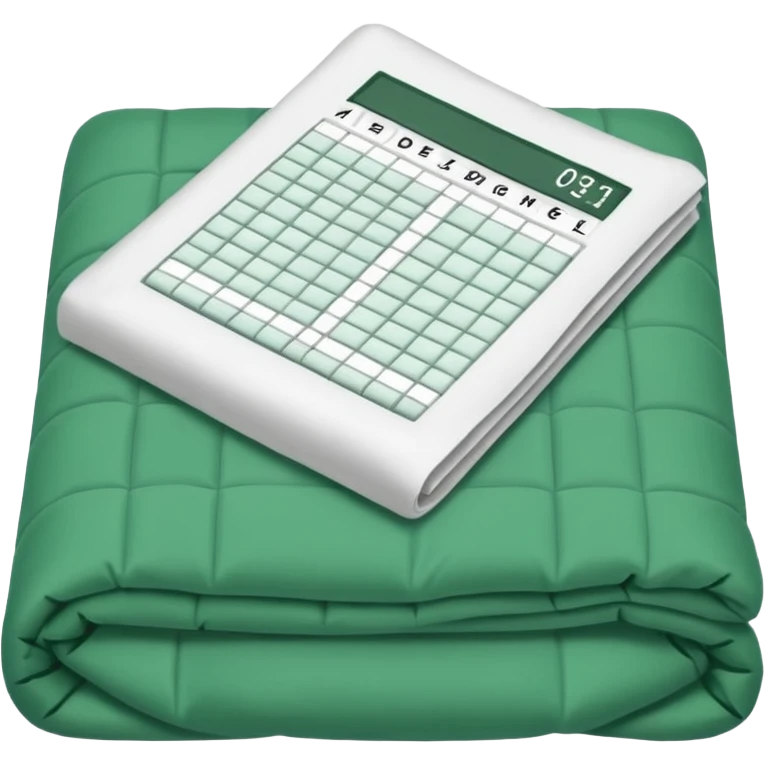 folded duvet with excel spreadsheet  emoji