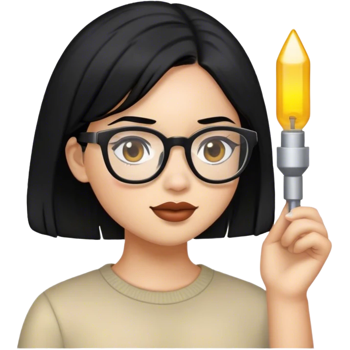 girl black hair and glasses emoji