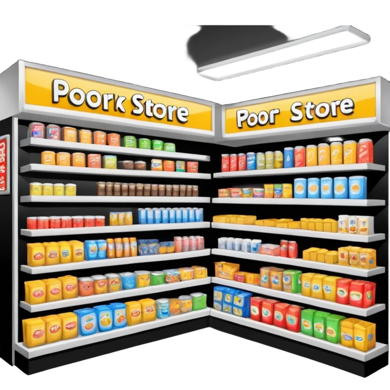 Convenience store named poor store and more emoji