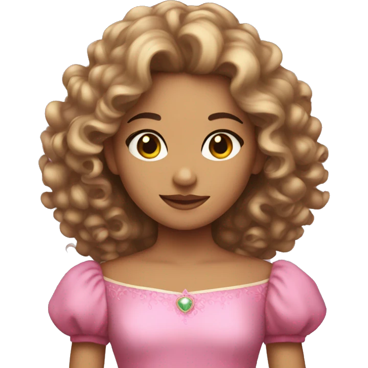 Princess with curly hair with pink dres emoji