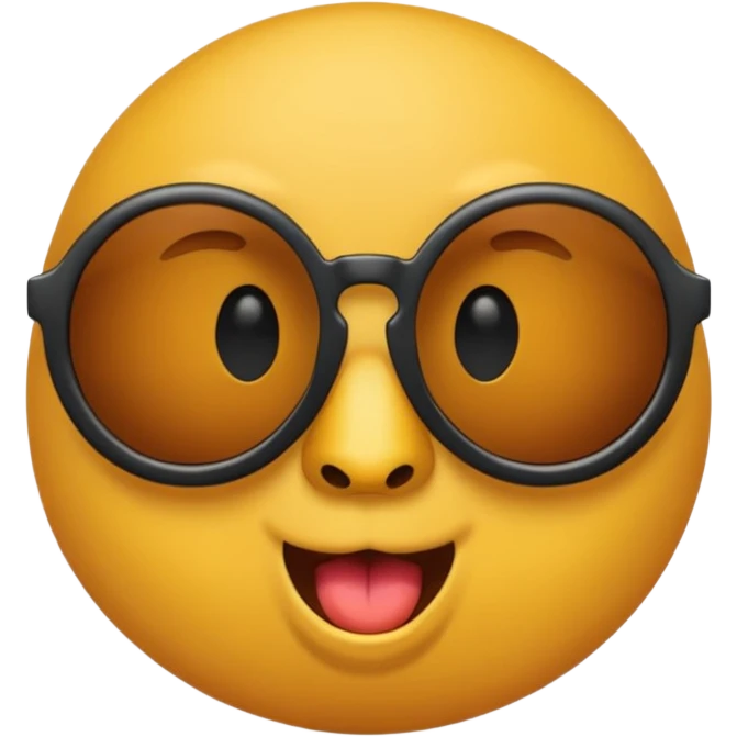 a round yellow circular emoji wearing cool sunglasses with a cocky face emoji