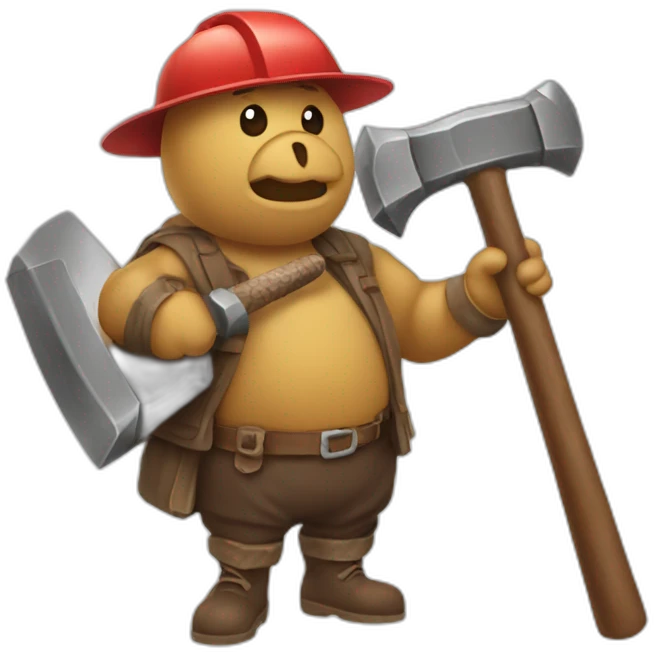 Pigouin holding a big hammer emoji