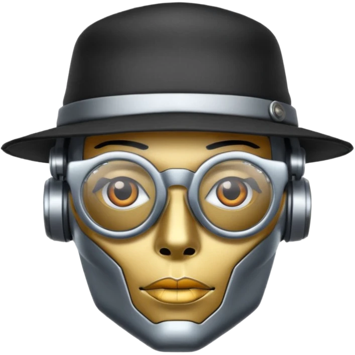 tattoed robot with hat and glasses emoji