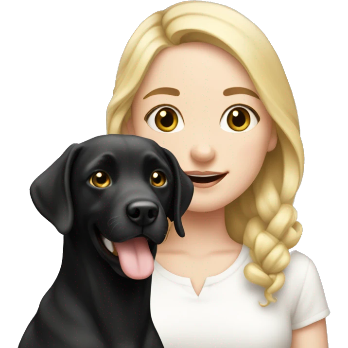 Birthday girl with pale face and black Labrador  emoji