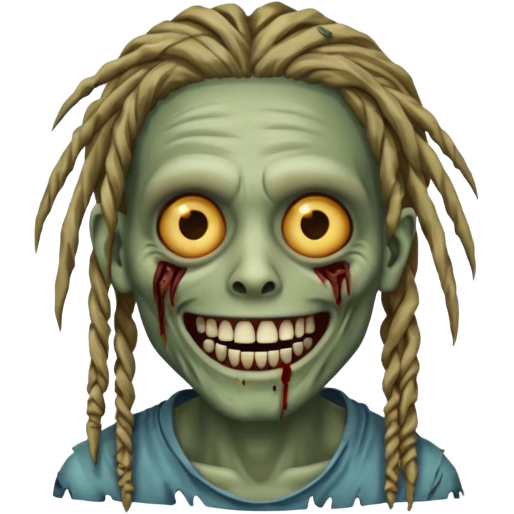 zombie with dreads with braces smiling  emoji