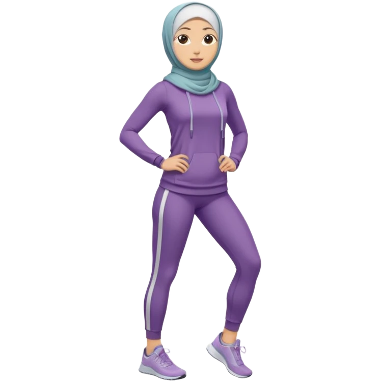 High resolution full body of a girl wearing a hijab and is a fitness trainer emoji