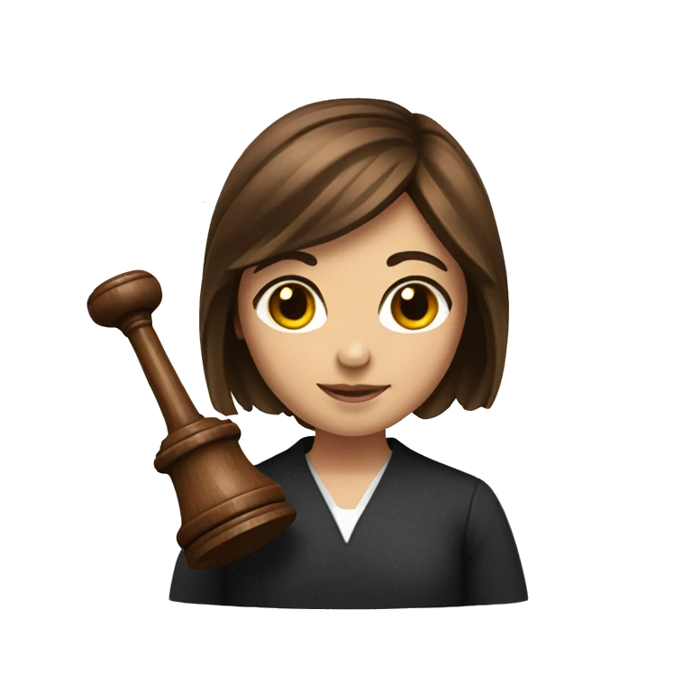 Brown haired girl with gavel emoji