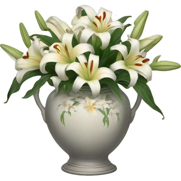 Vintage vase filled with lilies emoji