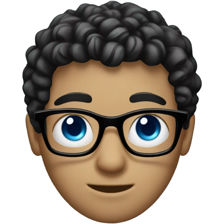 White Guy with short black curly hair and blue eyes and glasses  emoji
