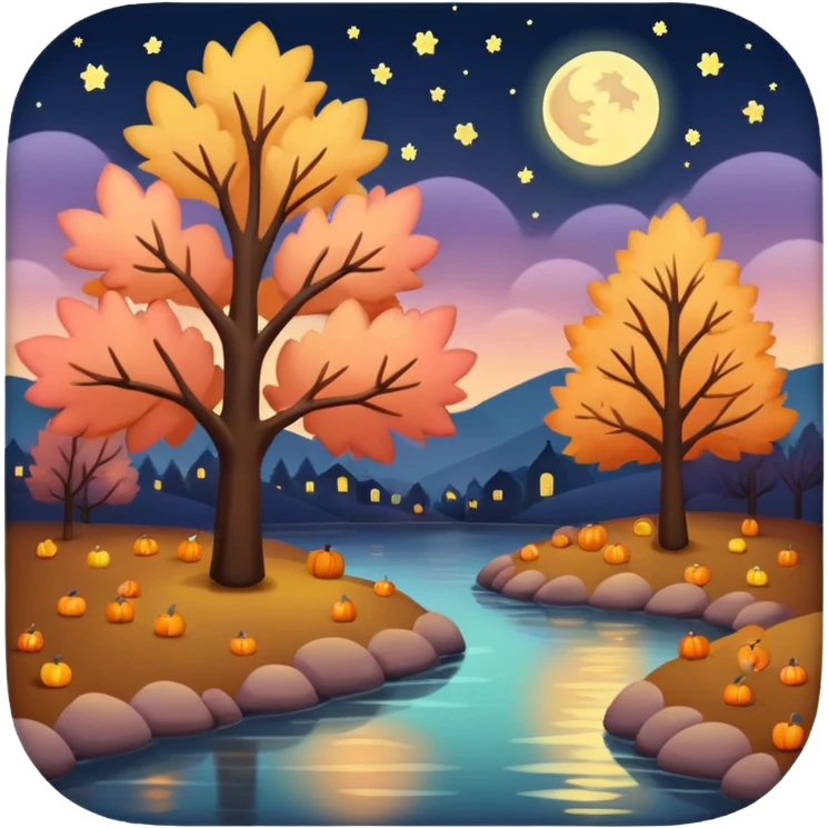soft pastel autumn night lights emoji