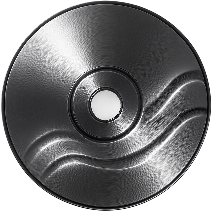 A minimalist CD disc with wave pattern, glowing effect, purple color emoji