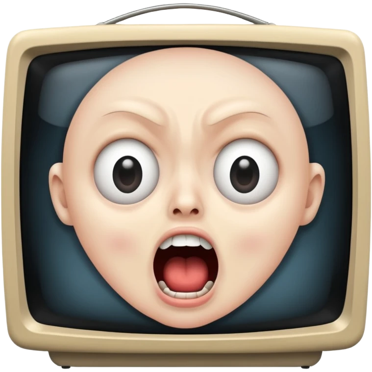 TV screen showing a screaming face emoji