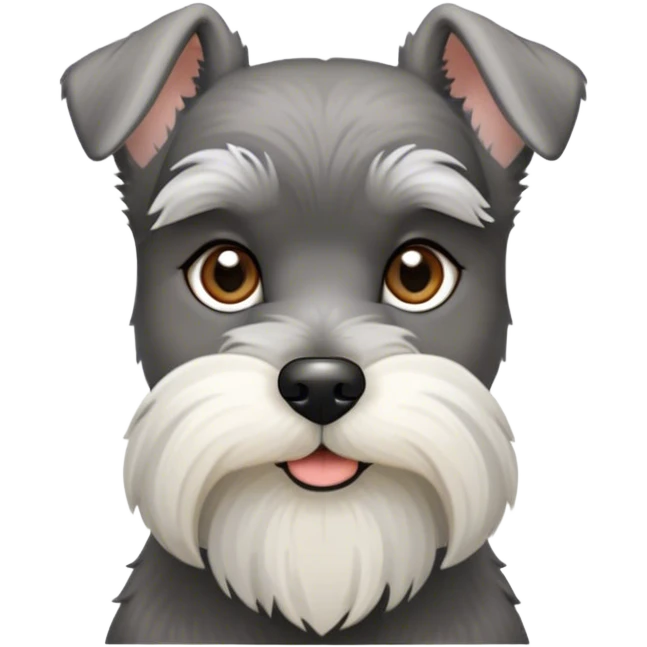 Cinematic Noble Miniature Schnauzer Portrait Emoji, Standing with a proud and stately demeanor, showcasing a sharply defined, salt-and-pepper fur with distinguished eyebrows and a confident, alert expression, simplified yet exquisitely detailed, glowing with a refined, dignified radiance, high shine, exuding intelligence and classic noble charm, soft glowing outline, capturing the essence of a noble Miniature Schnauzer that commands attention with effortless style! emoji