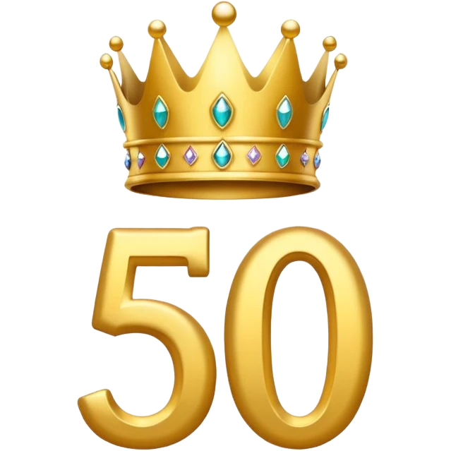 Golden "500" number with crown and sparkles, minimal emoji style emoji