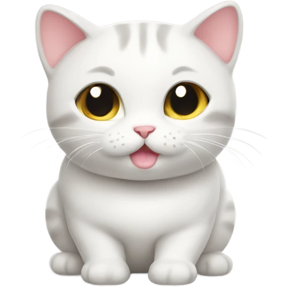 cute chubby kitty white  emoji