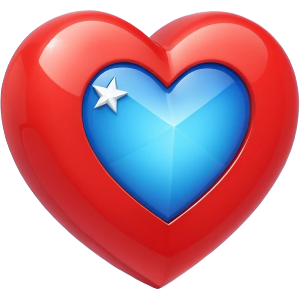 A geometric red 3D heart with a blue star inside emoji