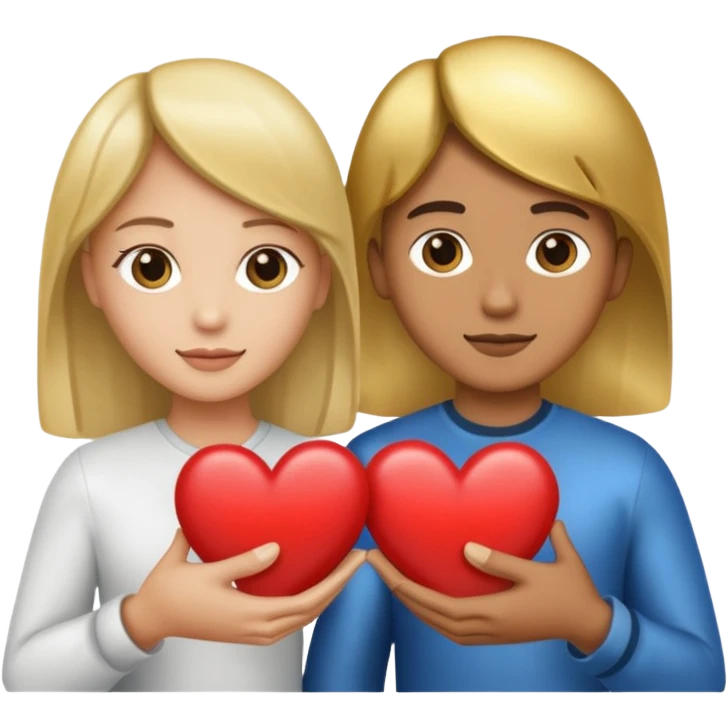 Two people holding half a heart up emoji