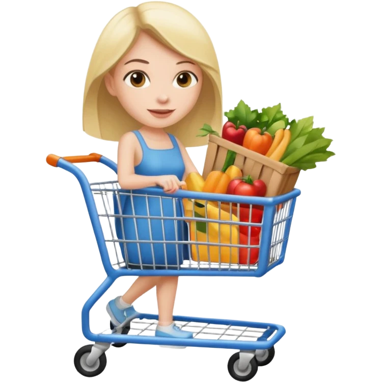 A woman pushing a shopping cart emoji
