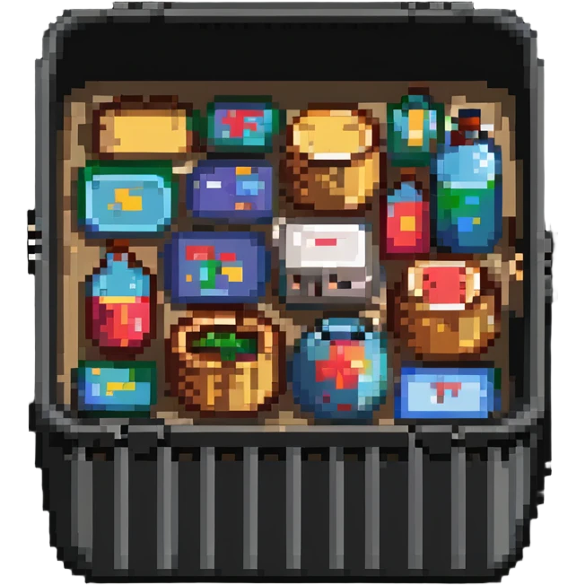 pixel art style open container with digital items inside emoji