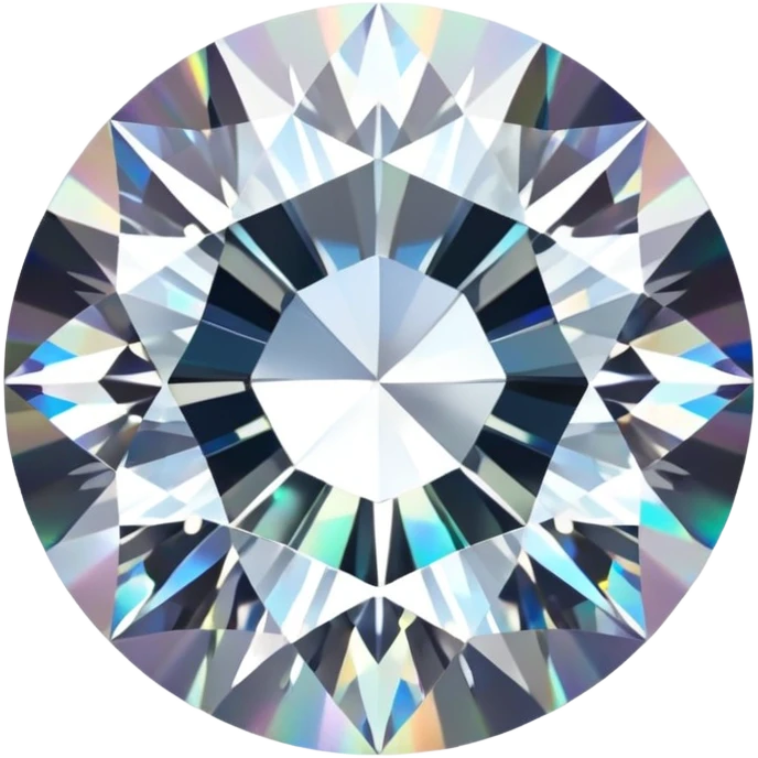 Make it 3D emoji style: add a silver jewelry setting to the round cut white diamond with subtle holographic glow emoji