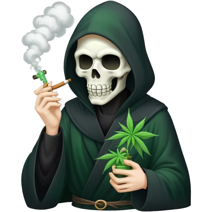 grim reaper smoking weed with loads of smoke emoji