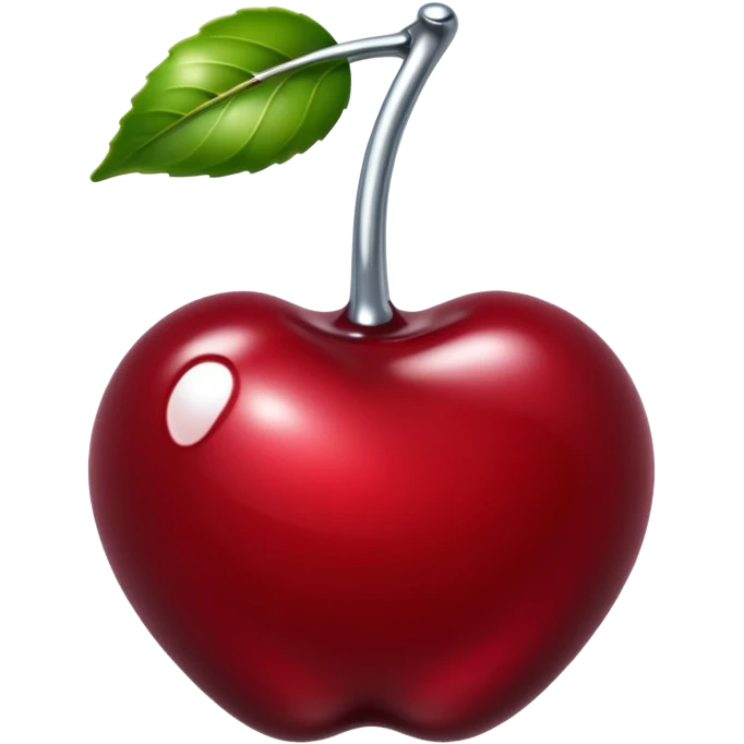 bitten cherry, liquid silver chrome, playful erotic symbolism, glossy shine emoji