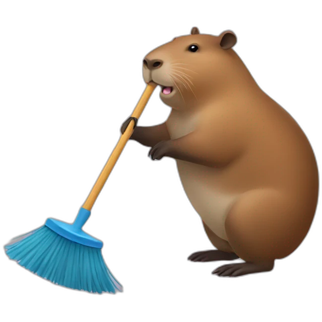 Capybara cleaning with broom emoji