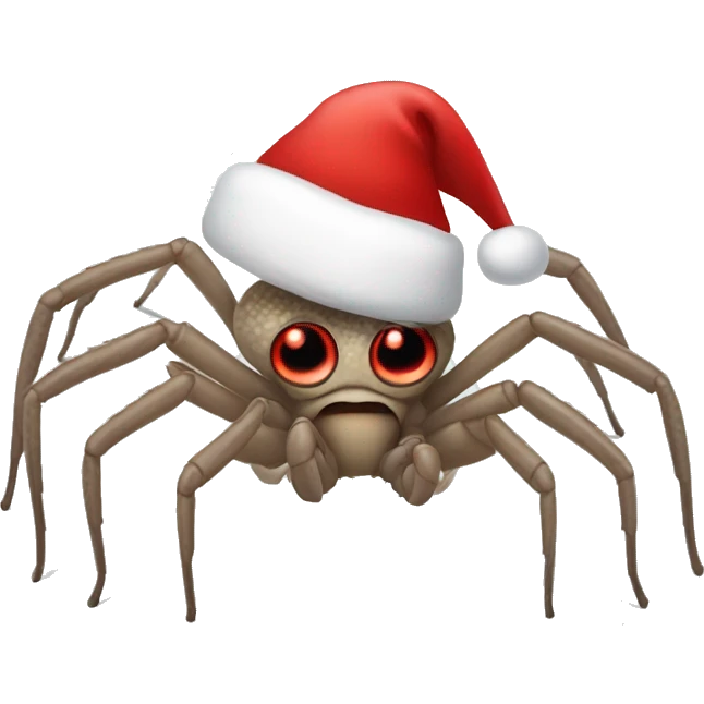 A huntsman spider wearing a Santa hat  emoji