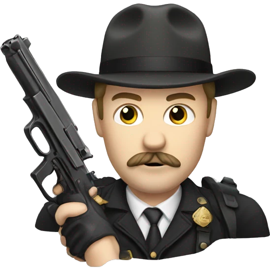 White man with mustache and a gun emoji