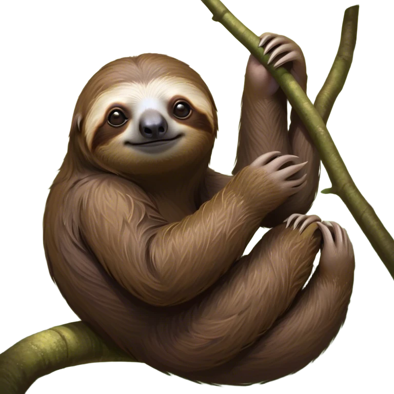 Cinematic Noble Sloth Portrait Emoji, Poised and serene, with a leisurely, gentle build and calm, wise eyes adorned with soft, textured fur, Simplified yet sharp and sophisticated features, highly detailed, glowing with a soft, tranquil glow, high shine, intelligent and unhurried, stylized with an air of relaxed authority, focused and composed, soft glowing outline, capturing the essence of a watchful and confident guardian that appears ready to slowly emerge from the screen with effortless grace! emoji