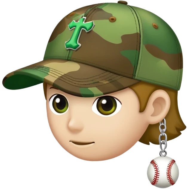 camouflage baseball cap with ian charms logo emoji