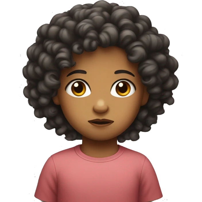 Mixed baby with curly hair frowning dramatically  emoji