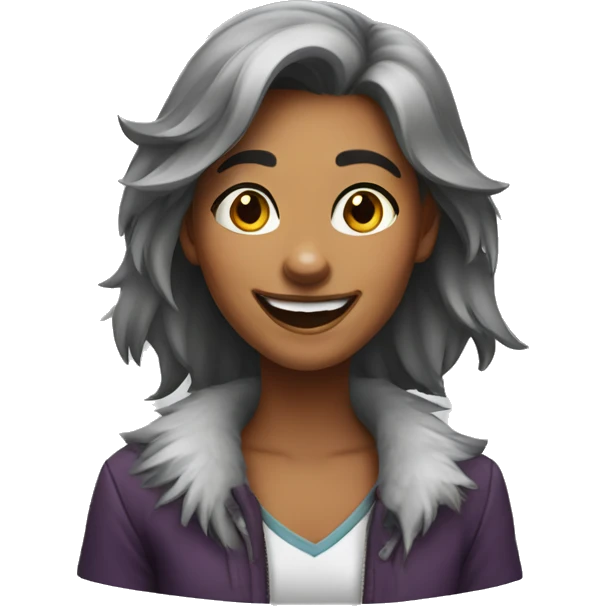 Happy Young female wolf emoji