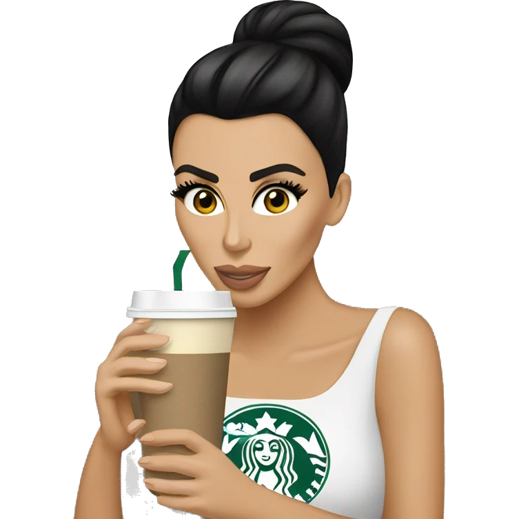 Kim Kardashian drinking Starbucks ￼ emoji