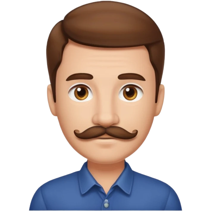 portrait of a brown-haired male with a mustache emoji