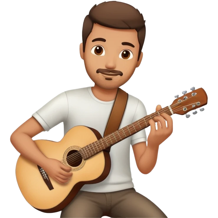 мужчина с щетиной играющий на гитаре правой рукой, а левая опущена вниз emoji