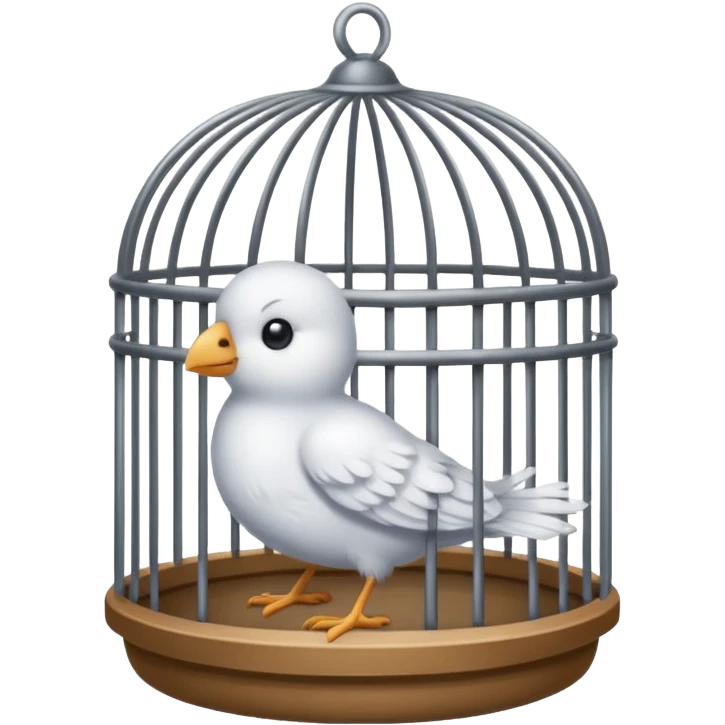 white bird in cage emoji