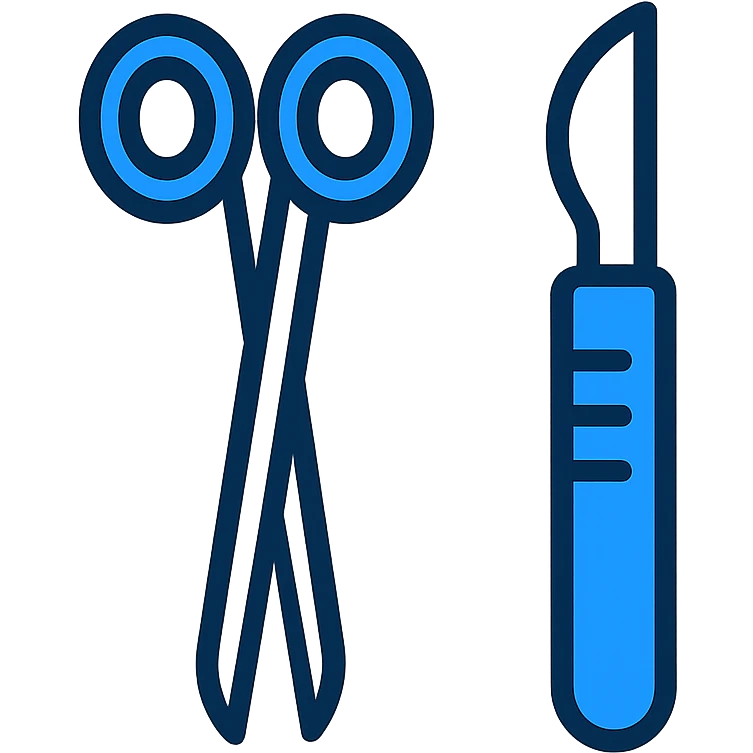 icon of surgical instruments, minimal design, blue and white color scheme emoji