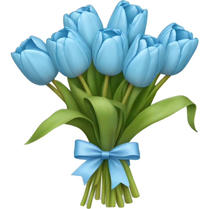 extraordinary light blue tulip bouquet with finer details and a bow to hold it together  emoji