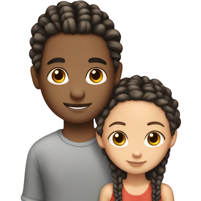 boy with cornrows and lightskin girl in love emoji