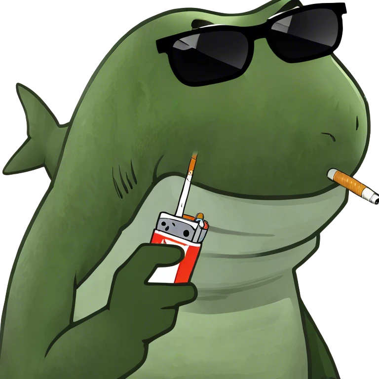 Shark with a cigarette emoji