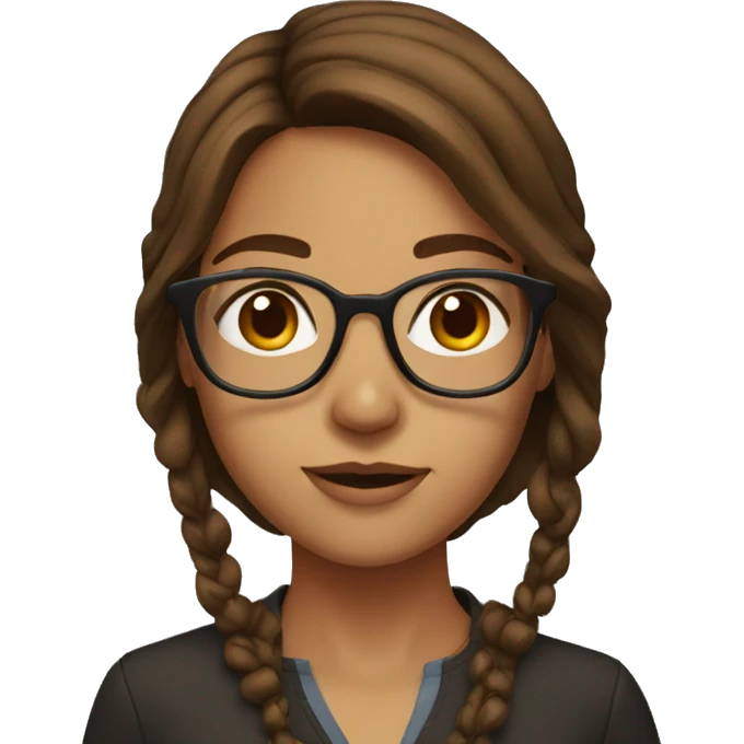 Brown Hair Curry Girl with glasses  emoji