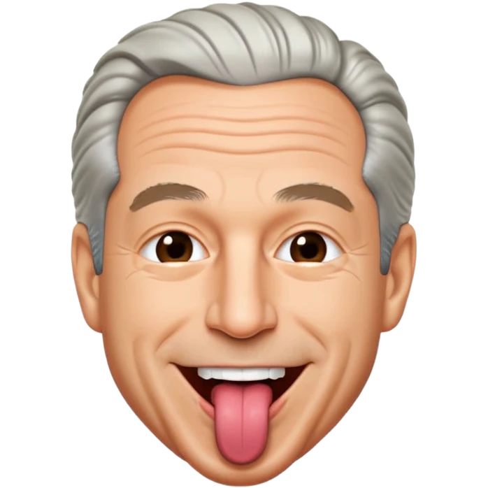Jeffrey Epstein with tongue out, Twemoji style emoji