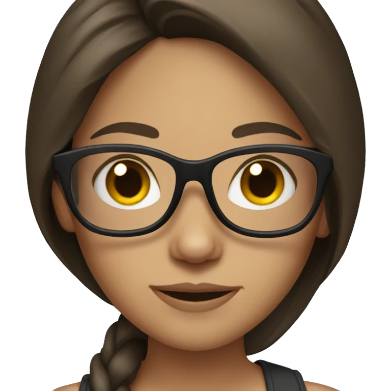 Brunette girl with long hair and glasses emoji