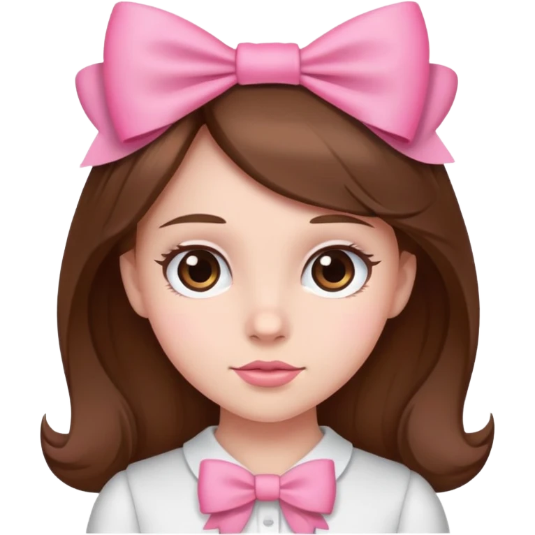 a girl with brown hair and a pink bow emoji